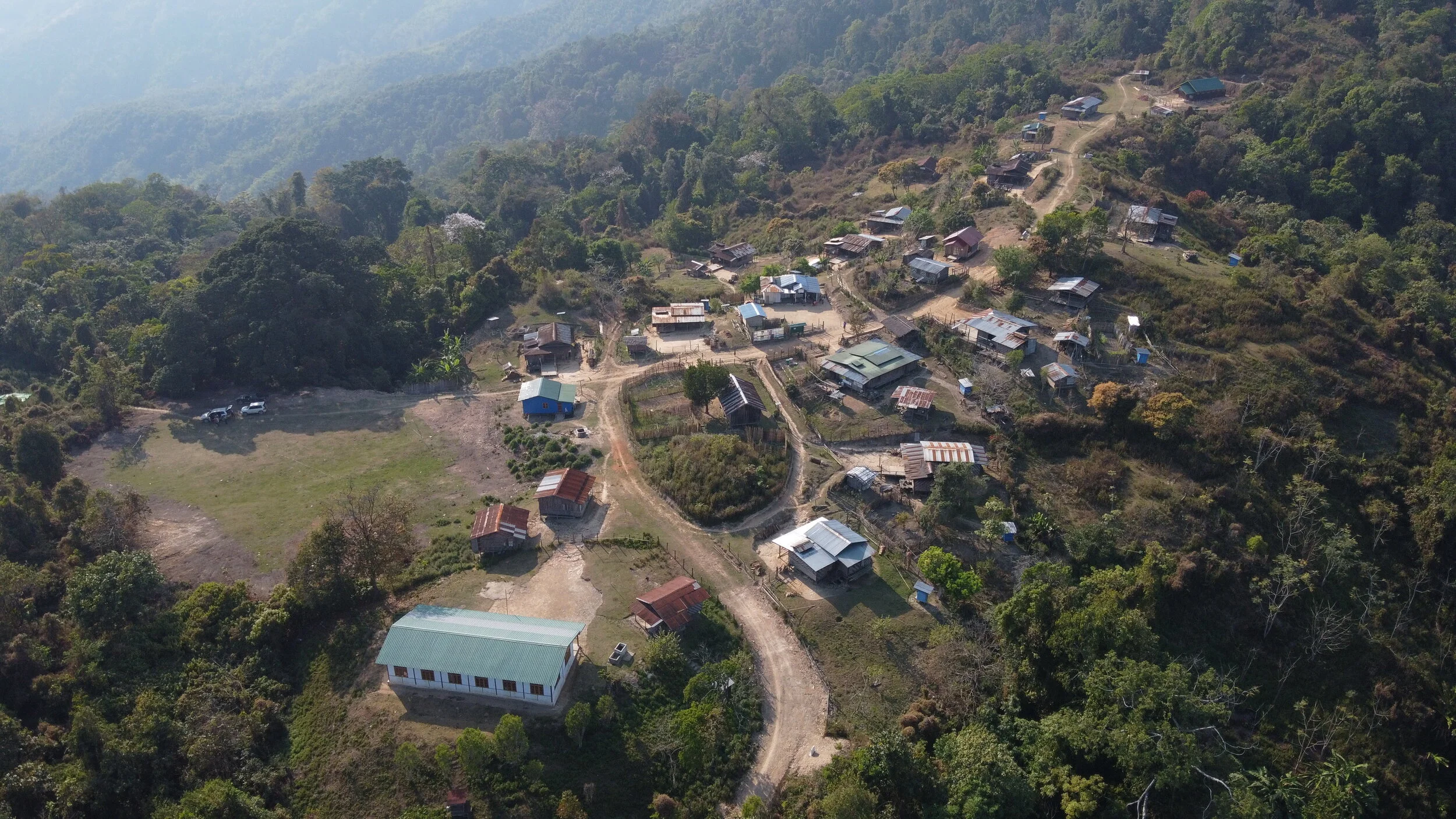 An ariel view of a remote village high up in the northern Chin hills.